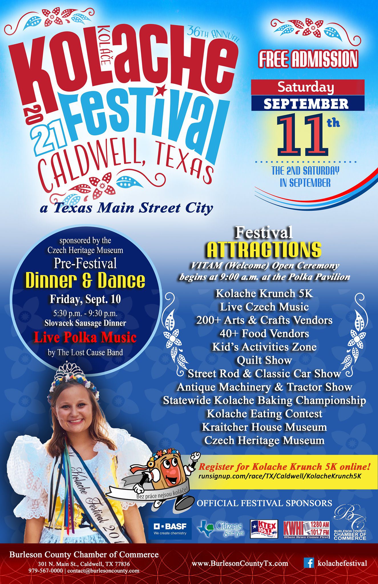 36th Annual Kolache Festival Caldwell, TX BCS Calendar