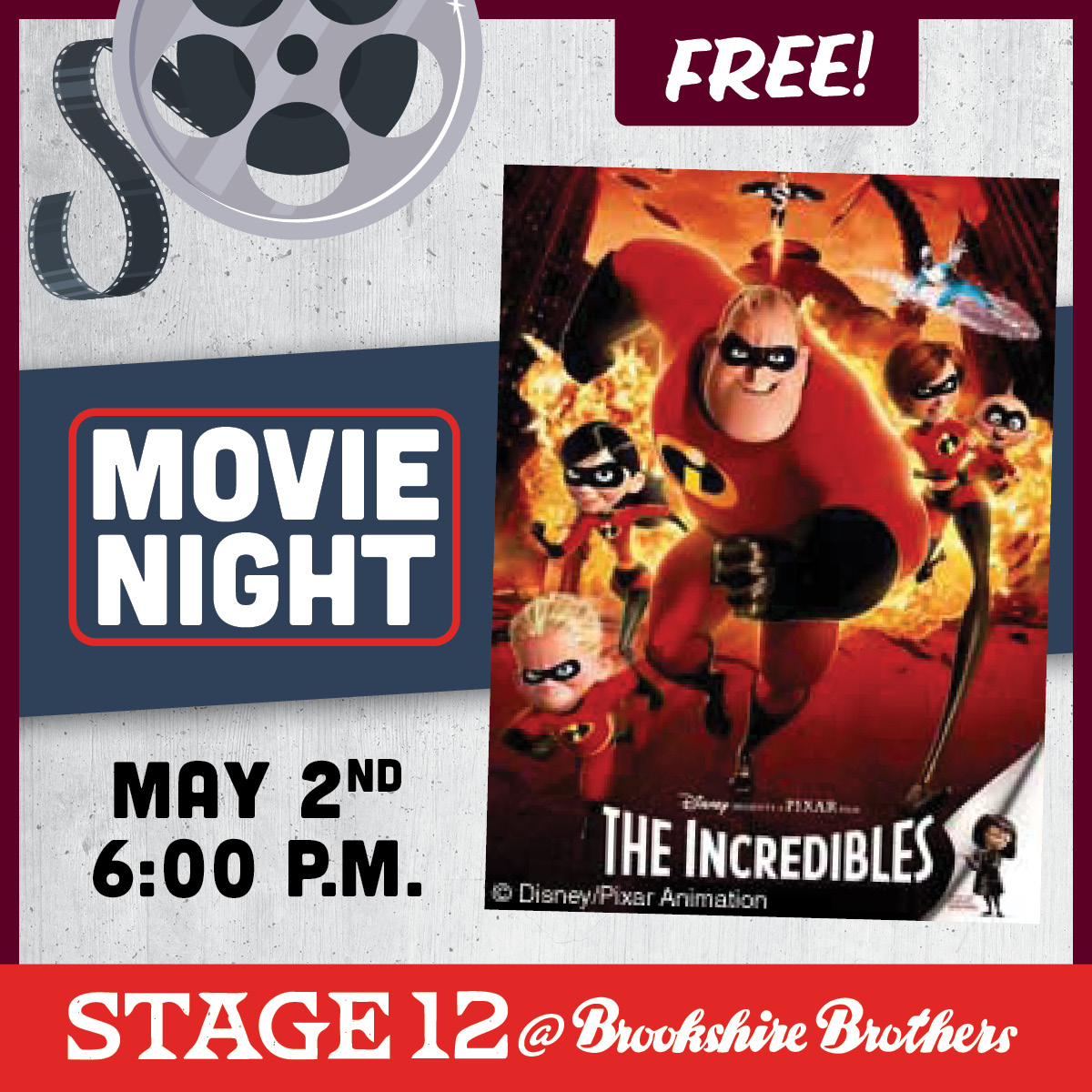 Movie Night at Stage 12 presents: The Incredibles! - BCS|CALENDAR